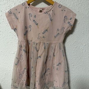 Hanna Andersson Light Pink Kids Dress with Unicorn overlay